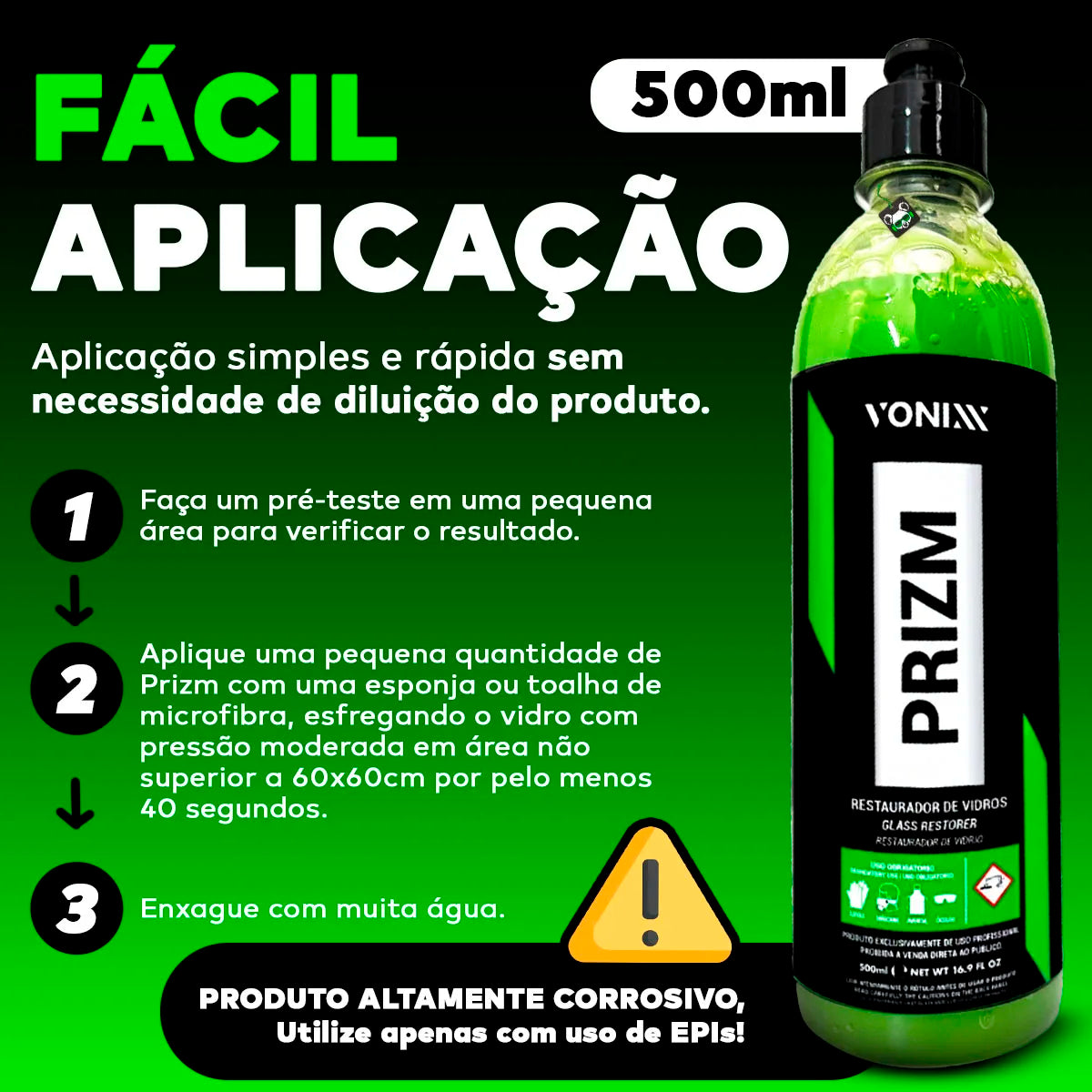 Restaurador de Vidros Prizm Acid Rain 500ml – Vonixx
