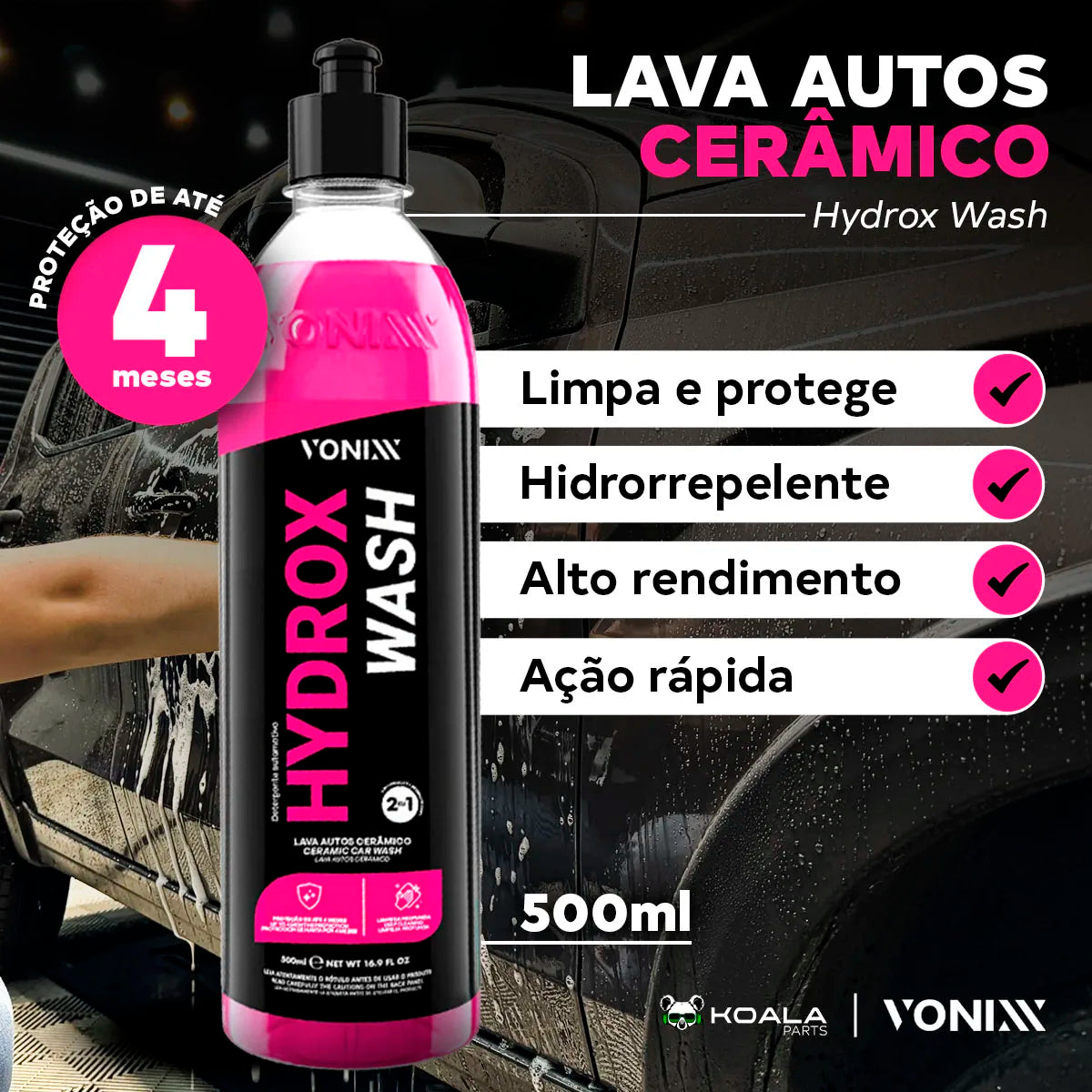 Shampoo Automotivo Cerâmico Hydrox Wash 500ml – Vonixx