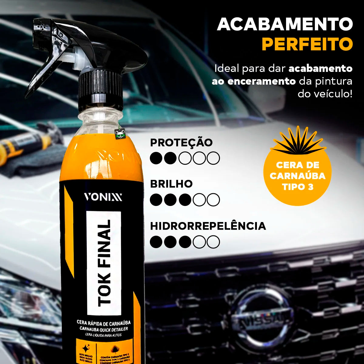Cera Líquida Automotiva Carnaúba Tok Final 500ml – Vonixx