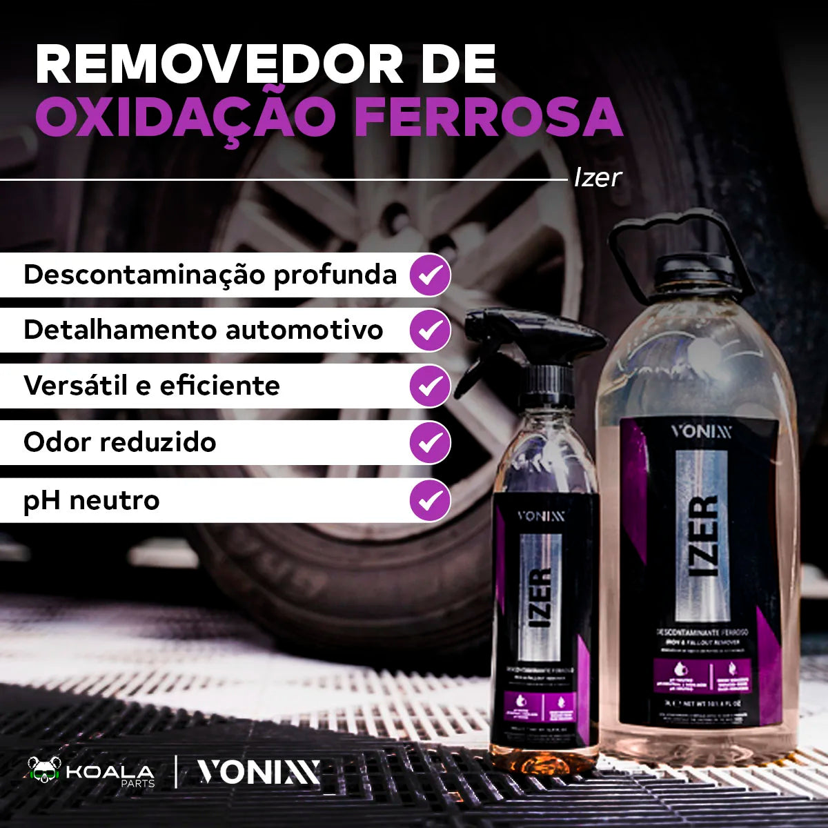 Decontaminante de Rodas e Superfícies Ferrosas Clean Wheels Izer 500ml – Vonixx